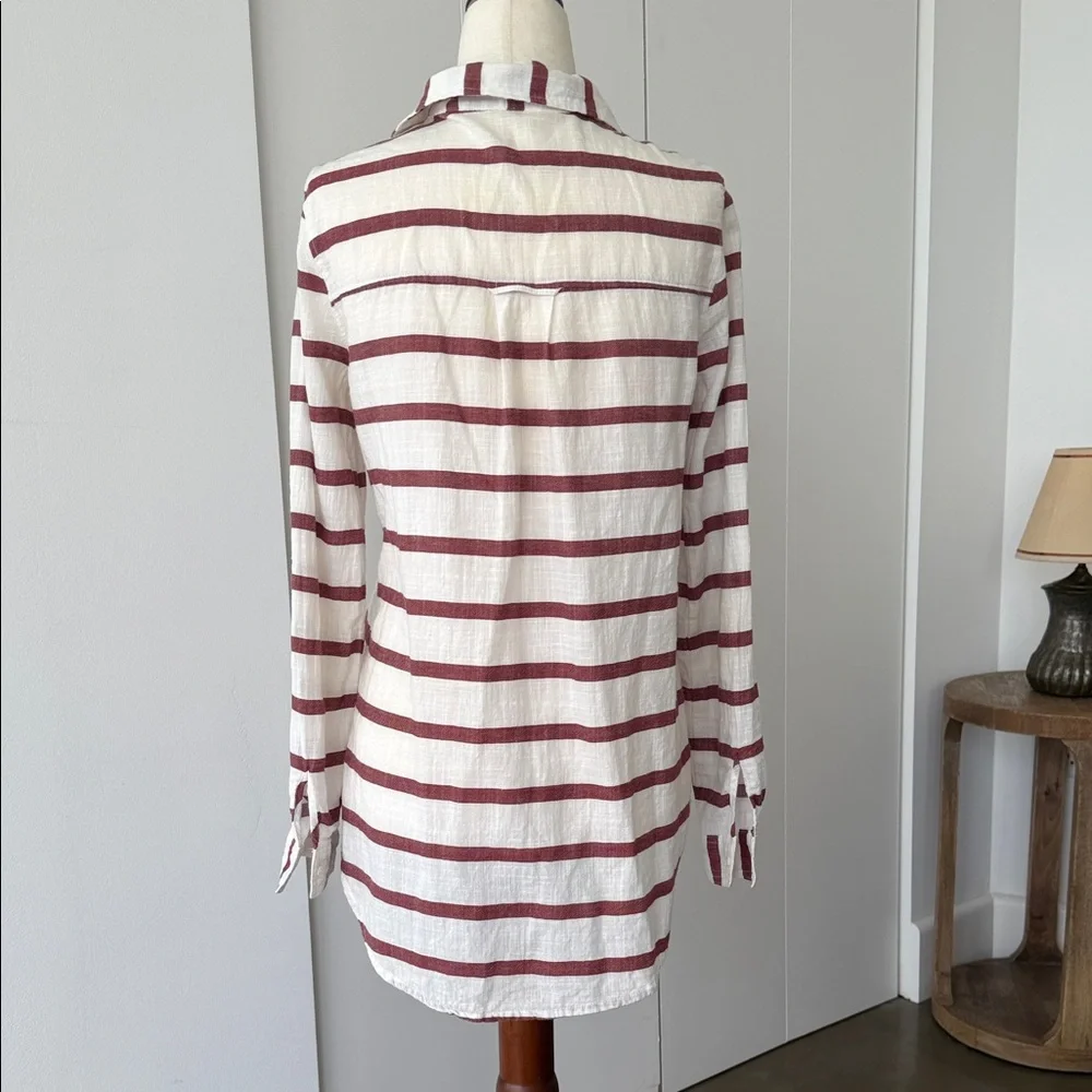 Zara White and Red Striped Button Down Shirt - Picture 5 of 5